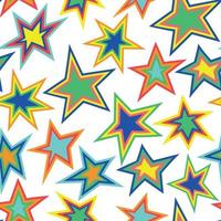 Seamless Pattern with Colorful Retro Style Stars on Transparent Background vector