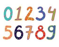 Decorative Hand Drawn Doodle Numbers. Set of Colorful Ornamental Numbers vector