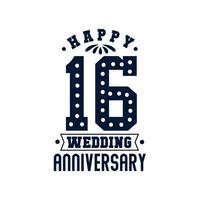 16 Anniversary celebration, Happy 16 Wedding Anniversary vector