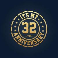 It's my 32nd Anniversary, 32nd Wedding Anniversary celebration vector