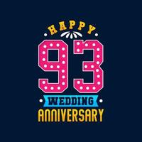 feliz celebración del 93 aniversario de bodas vector