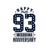 93 Anniversary celebration, Happy 93rd Wedding Anniversary vector