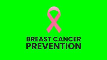 animação de prevenção de câncer de mama com fundo de tela verde