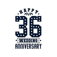 36 Anniversary celebration, Happy 36th Wedding Anniversary vector