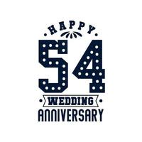 54 Anniversary celebration, Happy 54th Wedding Anniversary vector