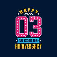 Happy 3rd Wedding Anniversary celebration vector