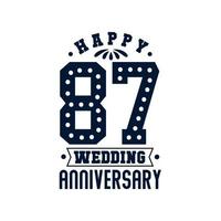 87 Anniversary celebration, Happy 87th Wedding Anniversary vector