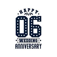 6 Anniversary celebration, Happy 6th Wedding Anniversary vector