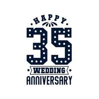 35 Anniversary celebration, Happy 35th Wedding Anniversary vector