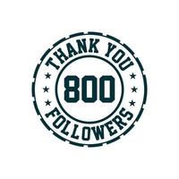 gracias celebración de 800 seguidores, tarjeta de felicitación para los seguidores de las redes sociales. vector