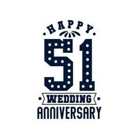51 Anniversary celebration, Happy 51st Wedding Anniversary vector