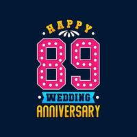 Happy 89th Wedding Anniversary celebration vector