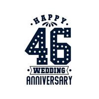 46 Anniversary celebration, Happy 46th Wedding Anniversary vector