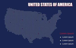 Useful infographic template.  Pixel dotted map of United States of America in USA flag color theme. Communication network concept 5G, IoT Internet of Things Telecommunication. Vector illustration.