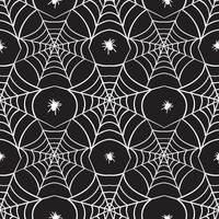 Seamless pattern with white icons. Design elements for halloween party poster. Flat cartoon illustration. Objects isolated on a black background. vector