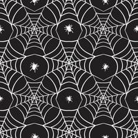 Seamless pattern with white icons. Design elements for halloween party poster. Flat cartoon illustration. Objects isolated on a black background. vector