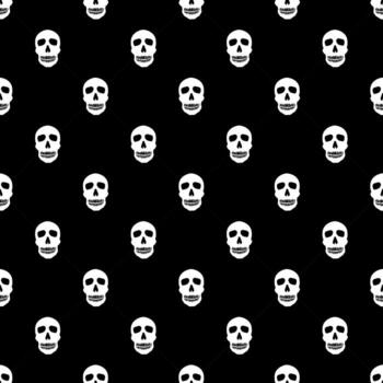 Seamless pattern with white icons. Design elements for halloween party poster. Flat cartoon illustration. Objects isolated on a black background. vector