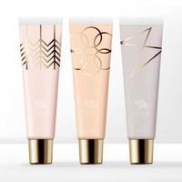 Vector Pastel Clear Lip Gloss Tube Packaging with Gold Screw Cap Minimal Line Art Pattern