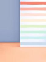 ilustración vectorial 3d fondo de toma de estudio pastel mínimo con patrón de rayas de arco iris para la visualización del producto. vector