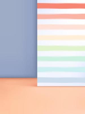 Vector 3D Illustration Minimal Pastel Studio Shot Background with Rainbow Stripe Pattern for Product Display.