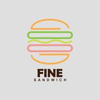 logotipo de comida de hamburguesa y sándwich con concepto simple vector