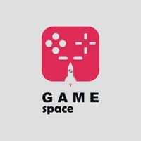 game company logo design with rocket image vector