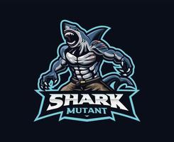 Angry shark mascot logo design vector