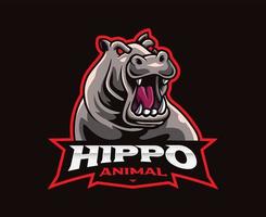 Hippo mascot logo design vector