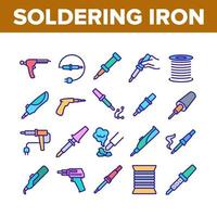 Soldering Iron Device Collection Icons Set Vector