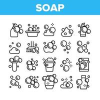 Soap Bubbles And Foam Collection Icons Set Vector