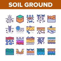 Soil Ground Research Collection Icons Set Vector