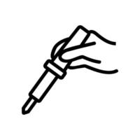 hand holding soldering iron icon vector outline illustration