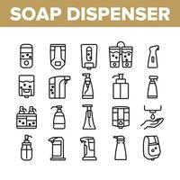 Soap Dispenser Tool Collection Icons Set Vector