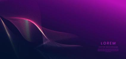 Abstract luxury golden lines curved overlapping on dark blue and purple background. Template premium award design. vector
