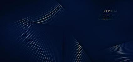 Abstract luxury golden lines diagonal overlapping on dark blue background. Template premium award design. vector