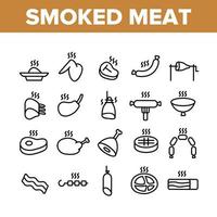 Smoked Meat Barbecue Collection Icons Set Vector