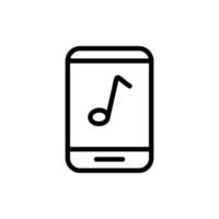 música en el vector del icono del teléfono. ilustración de símbolo de contorno aislado