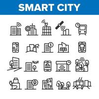 colección de iconos de elementos de ciudad inteligente establecer vector