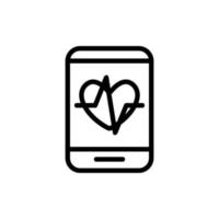 The health app in the phone is a vector icon. Isolated contour symbol illustration