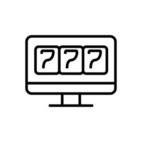 three sevens computer slot icon vector outline illustration