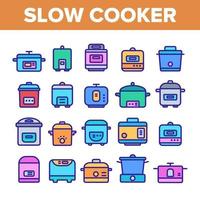 Slow Cooker Elements Collection Vector Icons Set