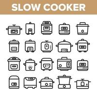 Slow Cooker Elements Collection Vector Icons Set