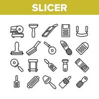 Slicer Kitchenware Collection Icons Set Vector