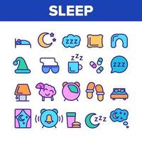 Collection Sleep Time Elements Vector Icons Set