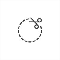 Vector sign of the Scissors cut line symbol is isolated on a white background. Scissors cut line icon color editable.