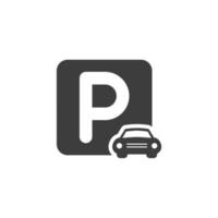 el signo vectorial del símbolo de la señal de estacionamiento está aislado en un fondo blanco. color de icono de señal de estacionamiento editable. vector