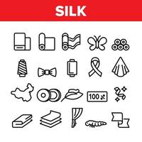 Silk Collection Fabric Elements Icons Set Vector