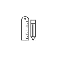 Vector sign of the Pencil and ruler symbol is isolated on a white background. Pencil and ruler icon color editable.