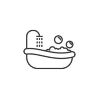 Vector sign of the bathtub symbol is isolated on a white background. bathtub icon color editable.