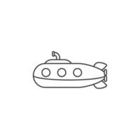 el signo vectorial del símbolo submarino está aislado en un fondo blanco. color de icono submarino editable. vector